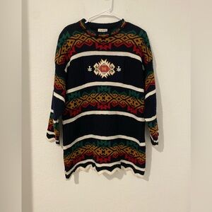 Vintage Southwestern Lady Loana Sweater  Aztec Knitted fabric